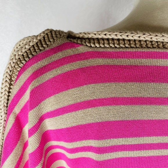 Trina Turk Womens Sz S Pink Tan Striped Sweater - Picture 8 of 10